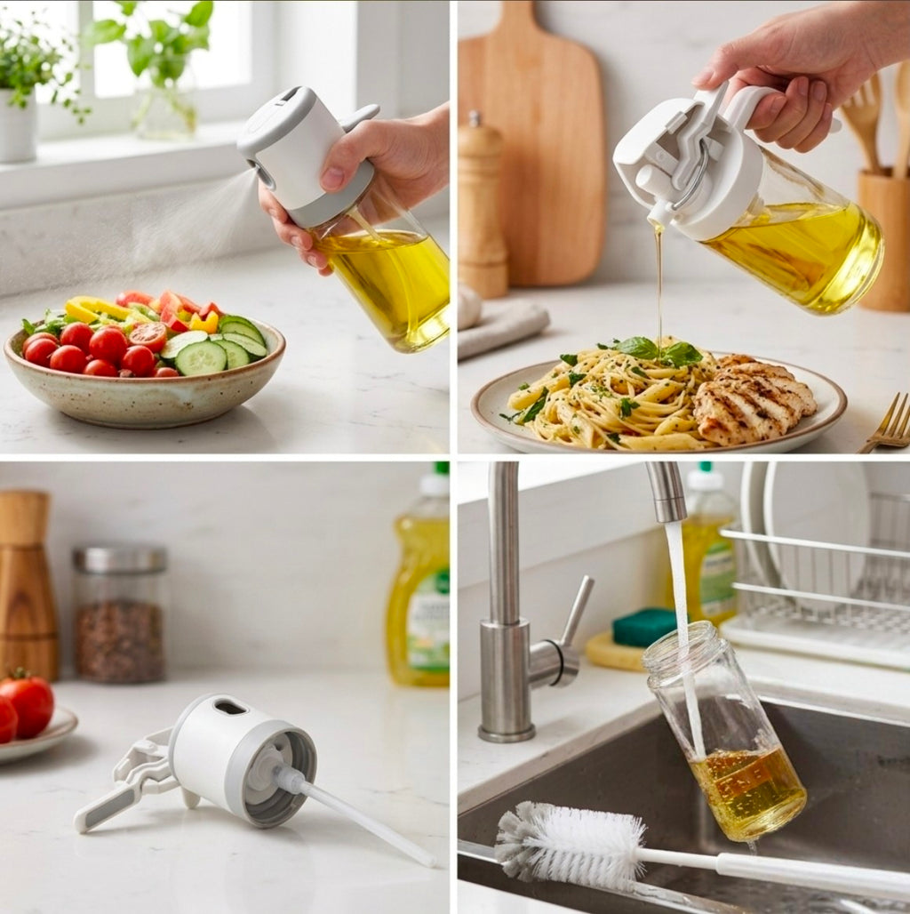 2-in-1 Oil Dispenser & Sprayer – Spray, Pour & Cook Smarter