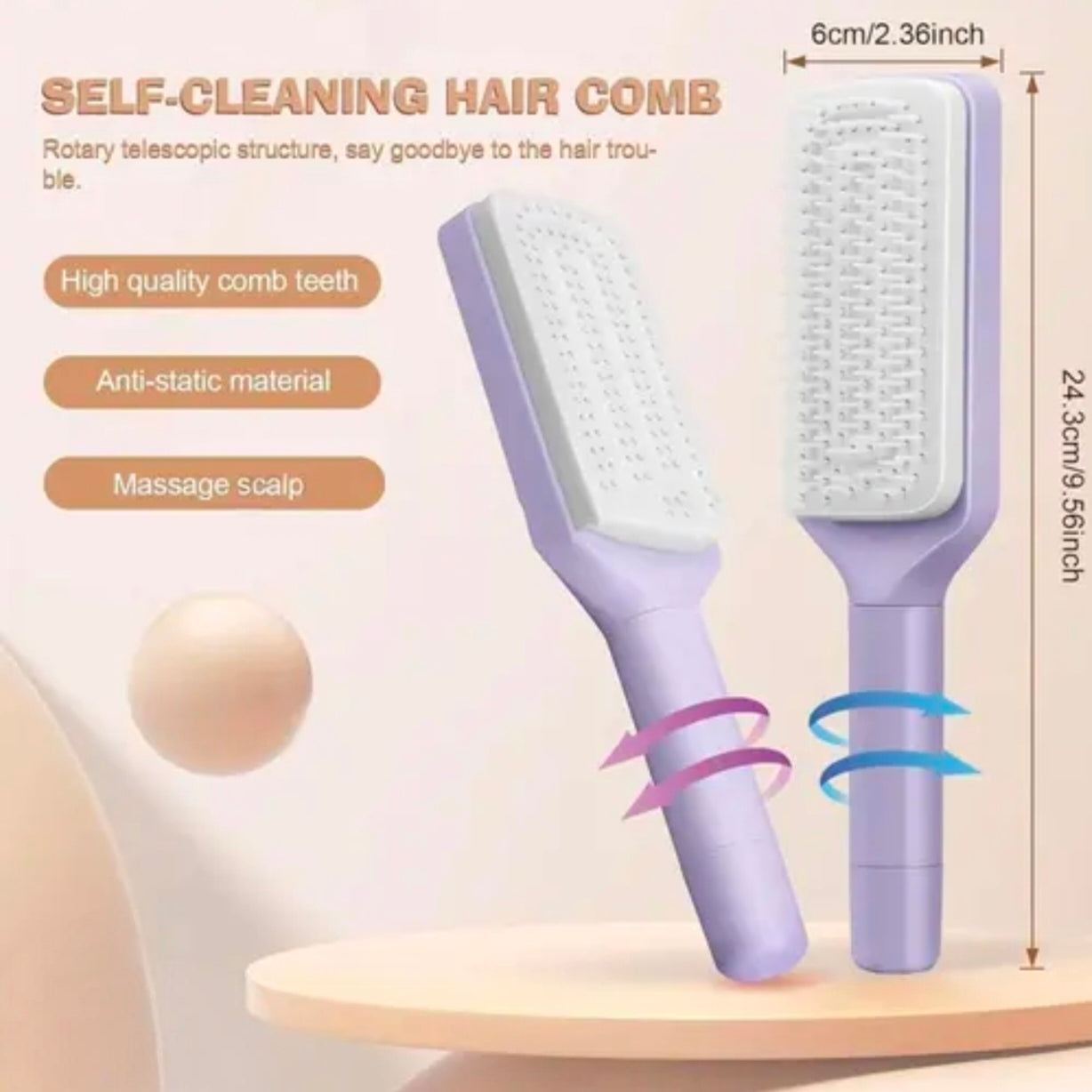 Magic Self-Cleaning Anti-Frizz Hair Brush