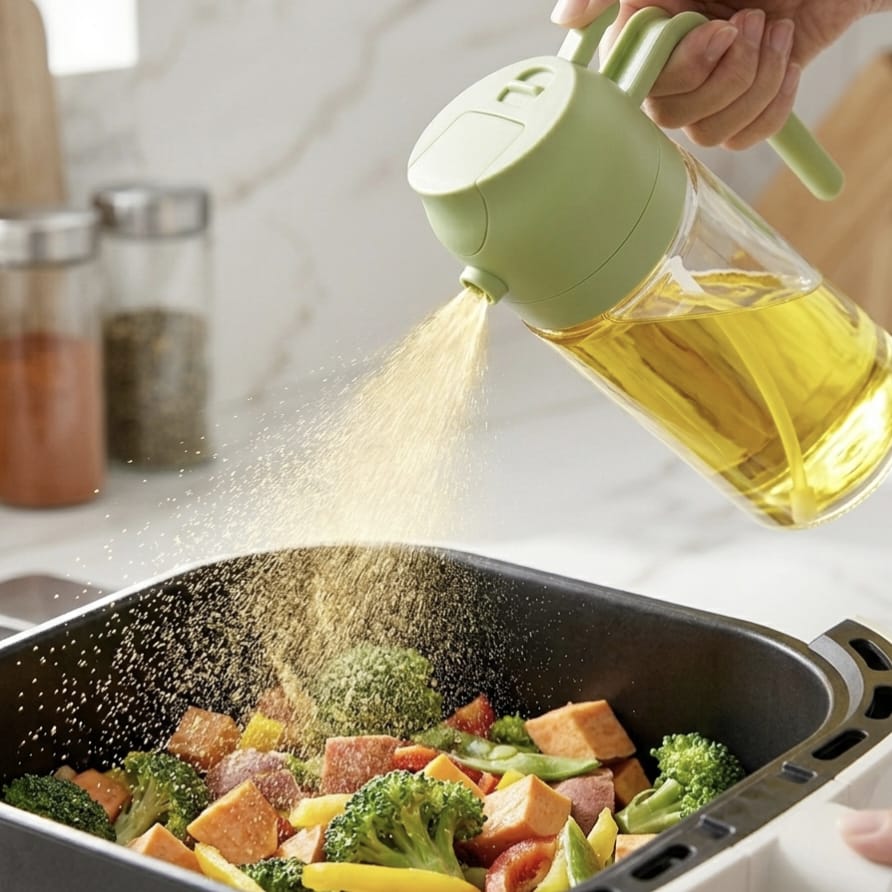 2-in-1 Oil Dispenser & Sprayer – Spray, Pour & Cook Smarter
