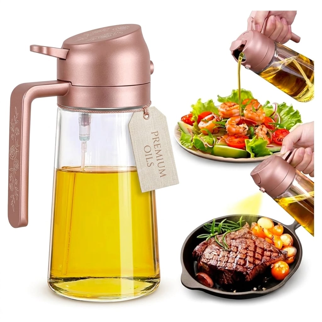 2-in-1 Oil Dispenser & Sprayer – Spray, Pour & Cook Smarter